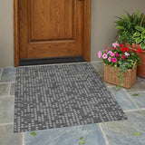 3' X 5' Graphite And Gray Abstract Washable Indoor Outdoor Area Rug