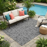 5' X 8' Graphite And Gray Abstract Washable Indoor Outdoor Area Rug