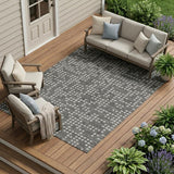 8' X 10' Graphite And Gray Abstract Washable Indoor Outdoor Area Rug