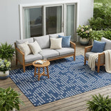 5' X 8' Navy Blue And Blue Abstract Washable Indoor Outdoor Area Rug