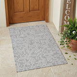 3' X 5' Pewter And Gray Abstract Washable Indoor Outdoor Area Rug