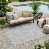 5' X 8' Pewter And Gray Abstract Washable Indoor Outdoor Area Rug
