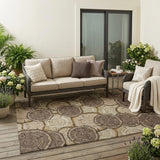 5' X 8' Brown And Chocolate Faux Bois Washable Indoor Outdoor Area Rug