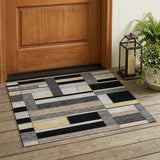 3' X 5' Black And Graphite Geometric Washable Indoor Outdoor Area Rug