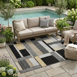 5' X 8' Black And Graphite Geometric Washable Indoor Outdoor Area Rug