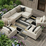 8' X 10' Black And Graphite Geometric Washable Indoor Outdoor Area Rug