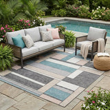 5' X 8' Gray And Graphite Geometric Washable Indoor Outdoor Area Rug