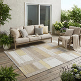 5' X 8' Ivory And Beige Geometric Washable Indoor Outdoor Area Rug