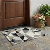 3' X 5' Black And Graphite Geometric Washable Indoor Outdoor Area Rug