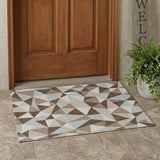 3' X 5' Coffee And Brown Geometric Washable Indoor Outdoor Area Rug