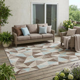 5' X 8' Coffee And Brown Geometric Washable Indoor Outdoor Area Rug