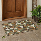 3' X 5' Chocolate And Brown Geometric Washable Indoor Outdoor Area Rug