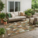5' X 8' Chocolate And Brown Geometric Washable Indoor Outdoor Area Rug