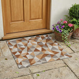 3' X 5' Orange And Brown Geometric Washable Indoor Outdoor Area Rug