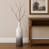 28" White And Gray Ombre Metal Cylinder Floor Vase