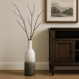 24" White And Gray Ombre Metal Cylinder Floor Vase