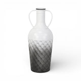 17" White And Gray Ombre Metal Cylinder Floor Vase