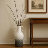 17" White And Gray Ombre Metal Cylinder Floor Vase