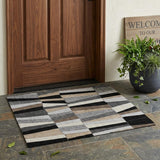 3' X 5' Black And Graphite Geometric Washable Indoor Outdoor Area Rug