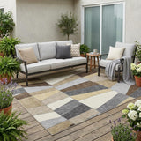 5' X 8' Chocolate And Brown Geometric Washable Indoor Outdoor Area Rug