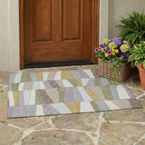 3' X 5' Pewter And Gray Geometric Washable Indoor Outdoor Area Rug