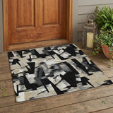 3' X 5' Black And Graphite Abstract Washable Indoor Outdoor Area Rug