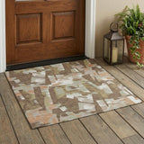 3' X 5' Brown And Beige Abstract Washable Indoor Outdoor Area Rug