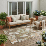 5' X 8' Brown And Beige Abstract Washable Indoor Outdoor Area Rug