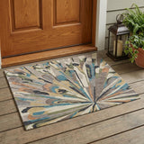 3' X 5' Beige And Brown Abstract Washable Indoor Outdoor Area Rug