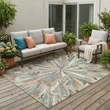 5' X 8' Beige And Brown Abstract Washable Indoor Outdoor Area Rug