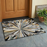 3' X 5' Black And Graphite Abstract Washable Indoor Outdoor Area Rug