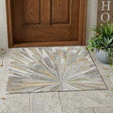 3' X 5' Ivory And Silver Abstract Washable Indoor Outdoor Area Rug