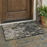 3' X 5' Black And Graphite Abstract Washable Indoor Outdoor Area Rug