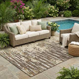 5' X 8' Coffee And Brown Abstract Washable Indoor Outdoor Area Rug