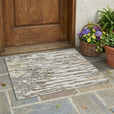 3' X 5' Ivory And Silver Abstract Washable Indoor Outdoor Area Rug