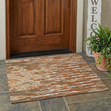 3' X 5' Orange And Beige Abstract Washable Indoor Outdoor Area Rug