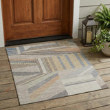 3' X 5' Beige And Brown Geometric Washable Indoor Outdoor Area Rug