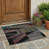 3' X 5' Black And Graphite Geometric Washable Indoor Outdoor Area Rug