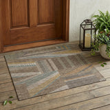 3' X 5' Brown And Gray Geometric Washable Indoor Outdoor Area Rug