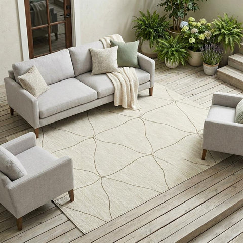 8' X 10' Coffee And Brown Geometric Washable Indoor Outdoor Area Rug