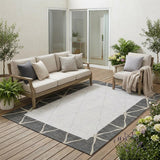 5' X 8' Graphite And Gray Geometric Washable Indoor Outdoor Area Rug