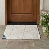 3' X 5' Navy Blue And Blue Geometric Washable Indoor Outdoor Area Rug