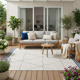 5' X 8' Navy Blue And Blue Geometric Washable Indoor Outdoor Area Rug