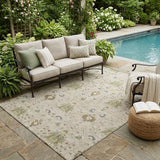 5' X 8' Beige And Brown Oriental Washable Indoor Outdoor Area Rug