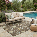 5' X 8' Chocolate And Brown Oriental Washable Indoor Outdoor Area Rug