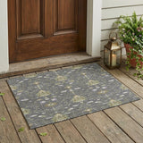 3' X 5' Gray And Graphite Oriental Washable Indoor Outdoor Area Rug