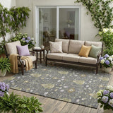 5' X 8' Gray And Graphite Oriental Washable Indoor Outdoor Area Rug