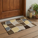 3' X 5' Chocolate And Brown Geometric Washable Indoor Outdoor Area Rug