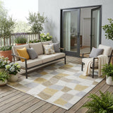 5' X 8' Ivory And Beige Geometric Washable Indoor Outdoor Area Rug