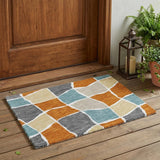3' X 5' Orange And Graphite Geometric Washable Indoor Outdoor Area Rug